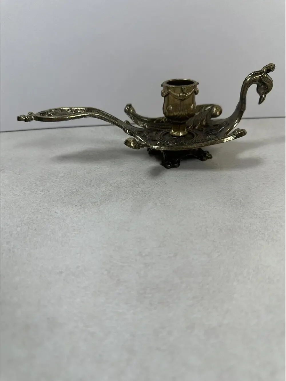 VTG Ornate Brass Peacock Candleholder Phoenix Victioan Gothic Hollywood Regency